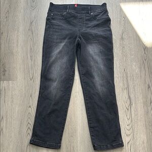 Spanx Ankle Straight Leg Black Washed Jeans Size M Petite